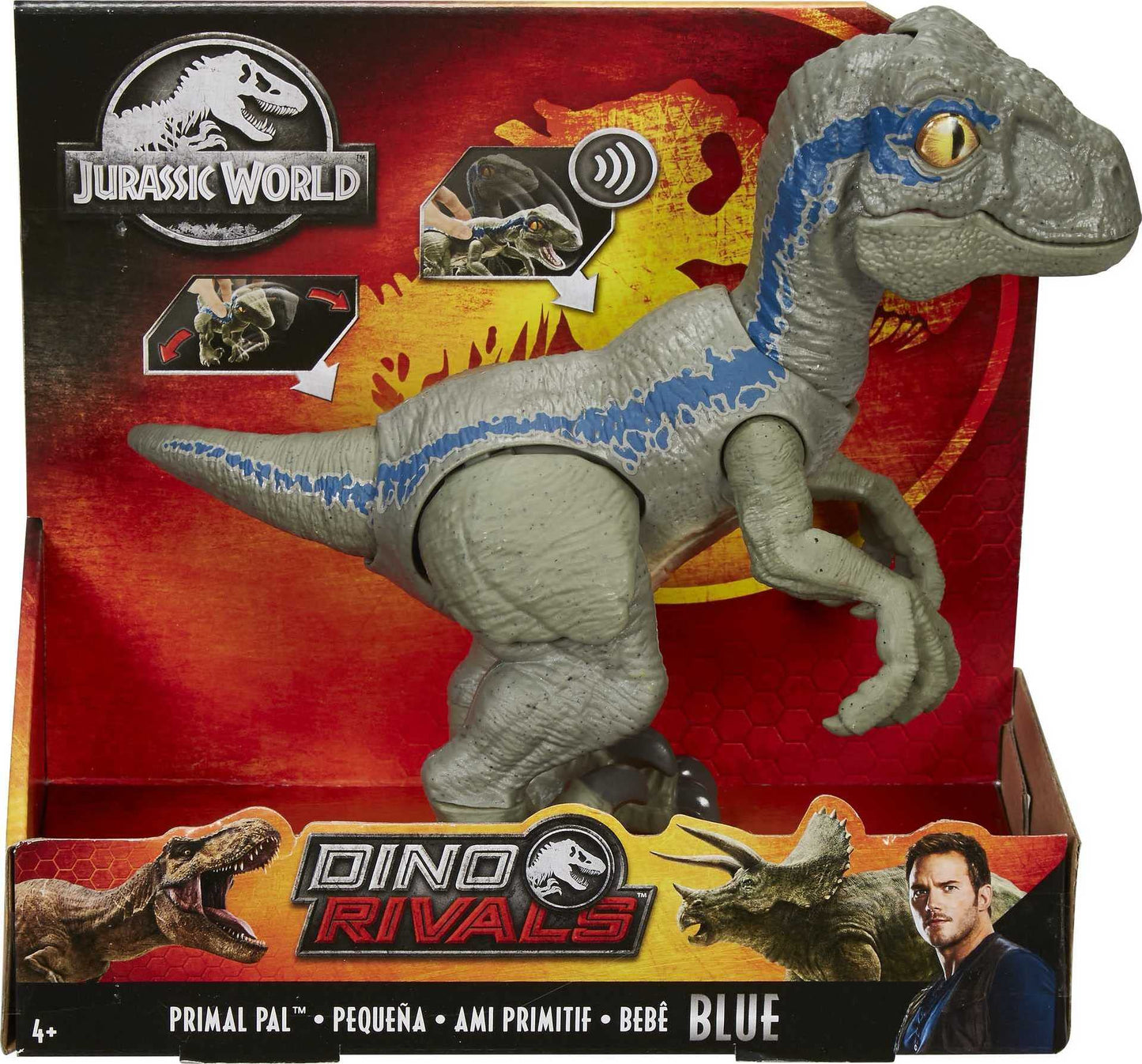 Mattel Jurassic World Primal Pal Blue – Spring-Activated Action, Sound & Full Articulation