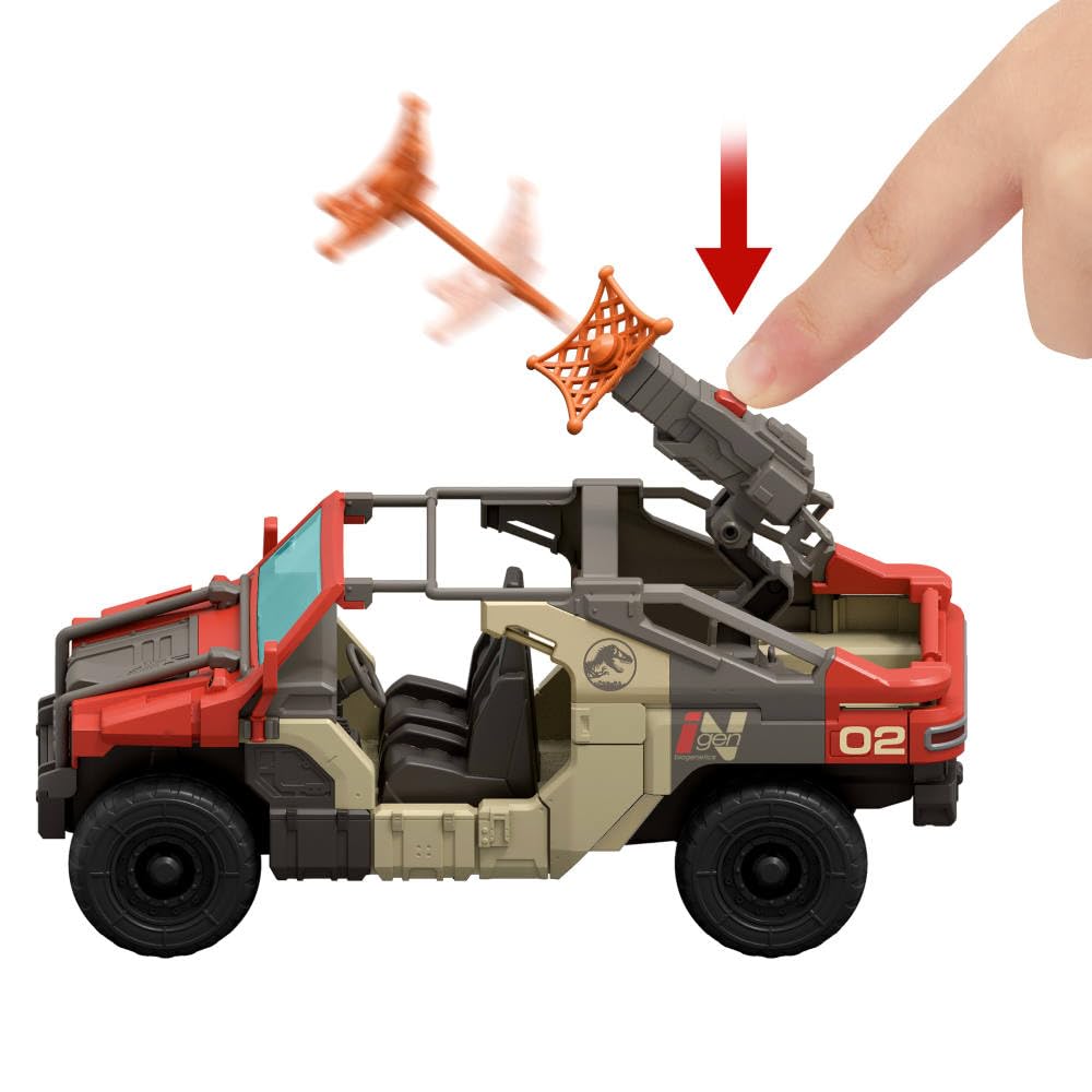 Mattel Jurassic World Rebirth Launch N Battle Vehicle with Velociraptor
