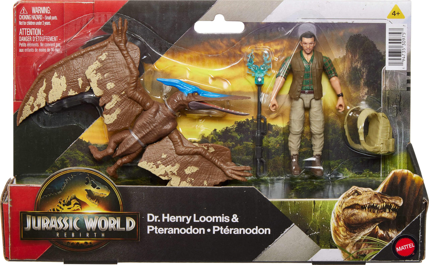 Mattel Jurassic World Rebirth Dr. Loomis & Pteranodon Figure Pack – 3.75-Inch Posable, Movie-Accurate