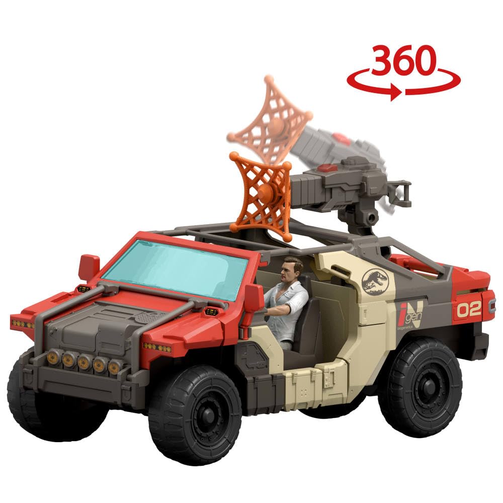 Mattel Jurassic World Rebirth Launch N Battle Vehicle with Velociraptor