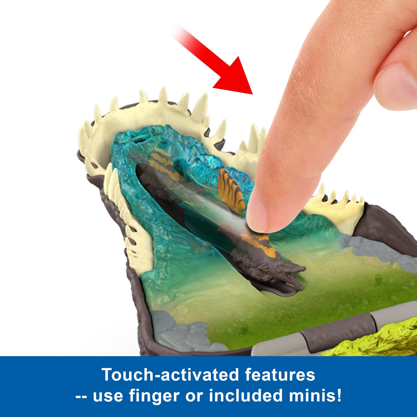 Mattel Jurassic World Rebirth Micro Adventure Playset – Spinosaurus Head with 4 Interactive Features & 3 Figures