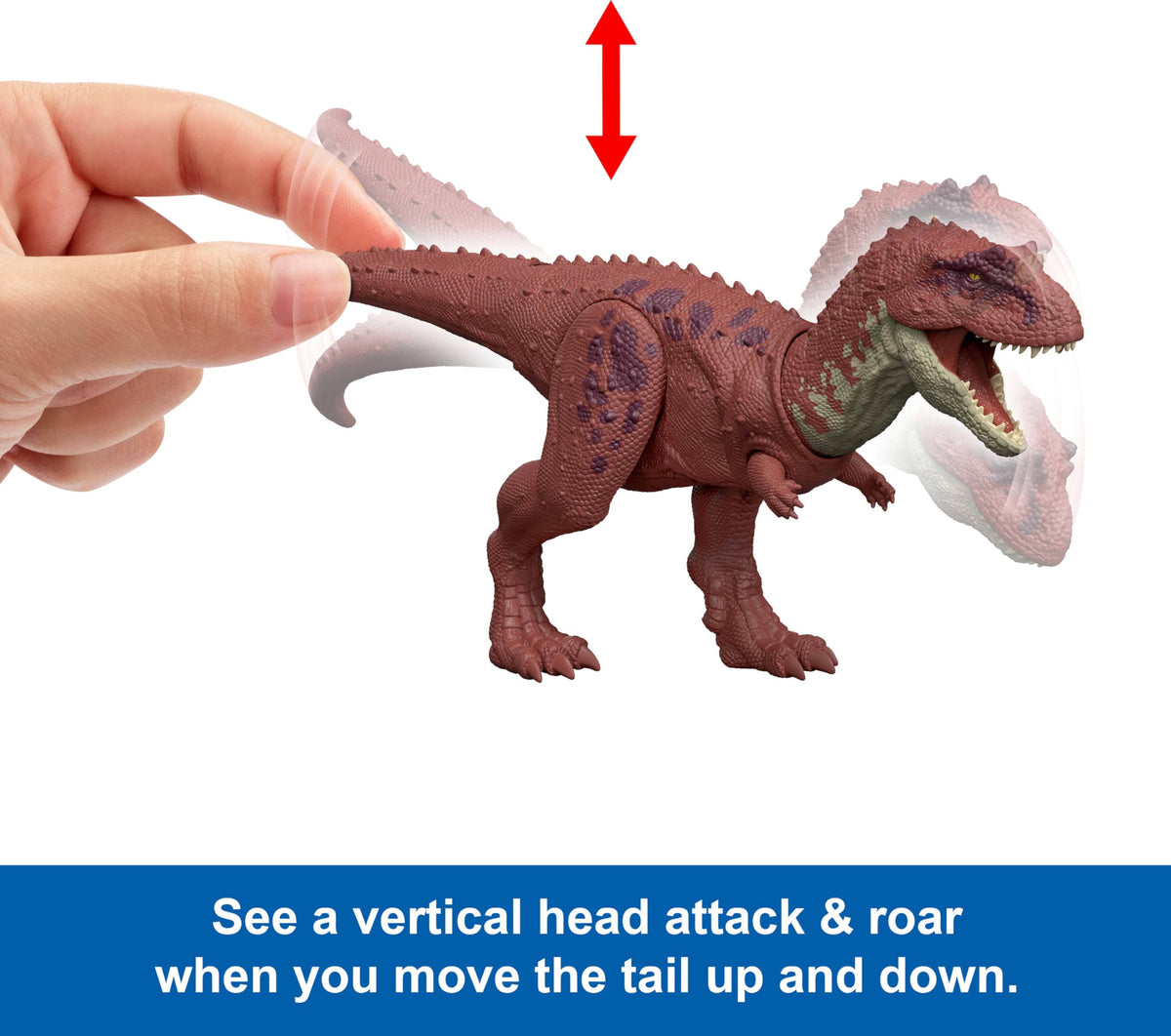 Mattel Jurassic World Rebirth Wild Roar Aucasaurus Toy – Tail Chomp, Roar, and Digital Play