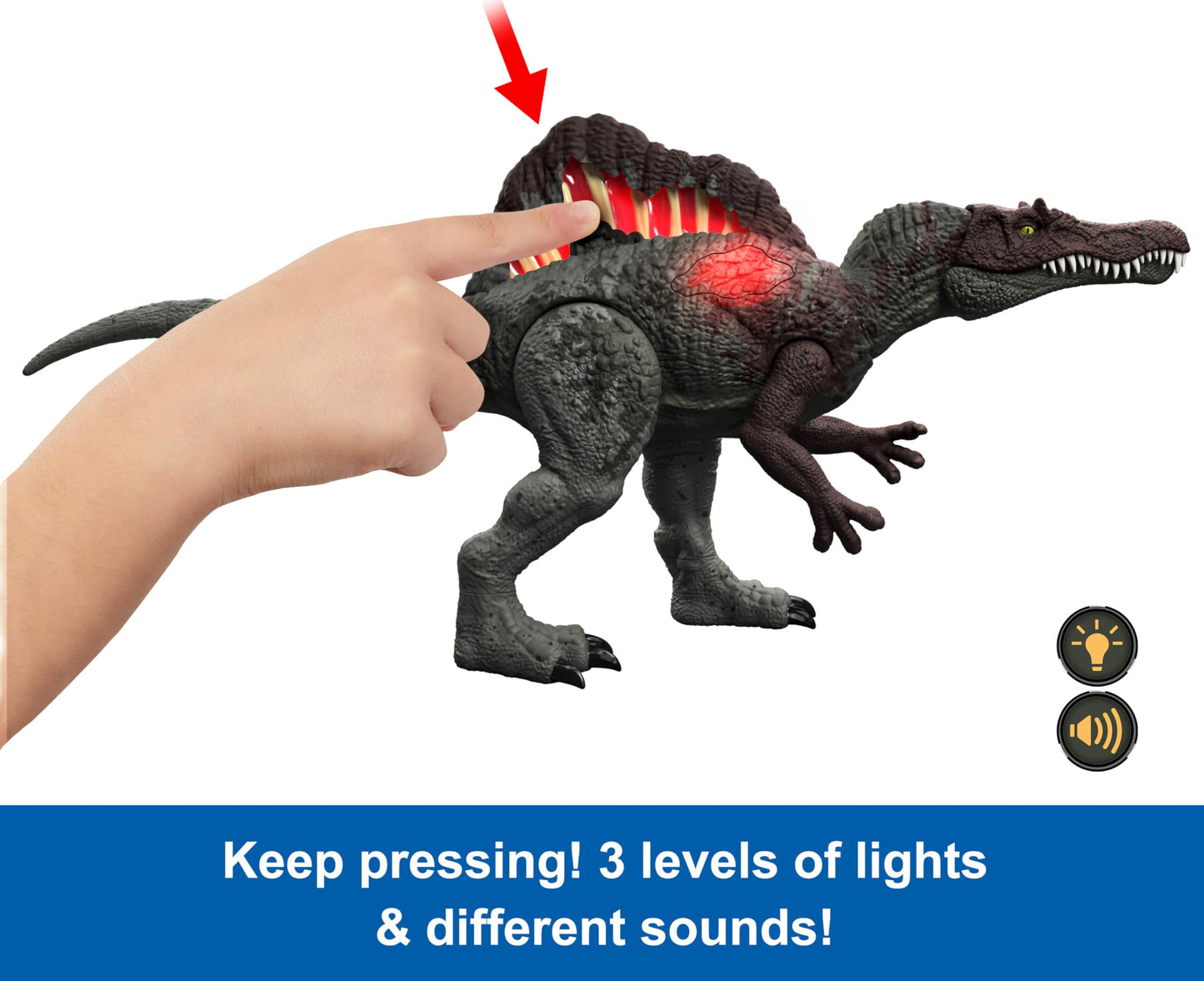 Mattel Jurassic World Epic Attack Spinosaurus Action Figure – 21-Inch Battle Dinosaur