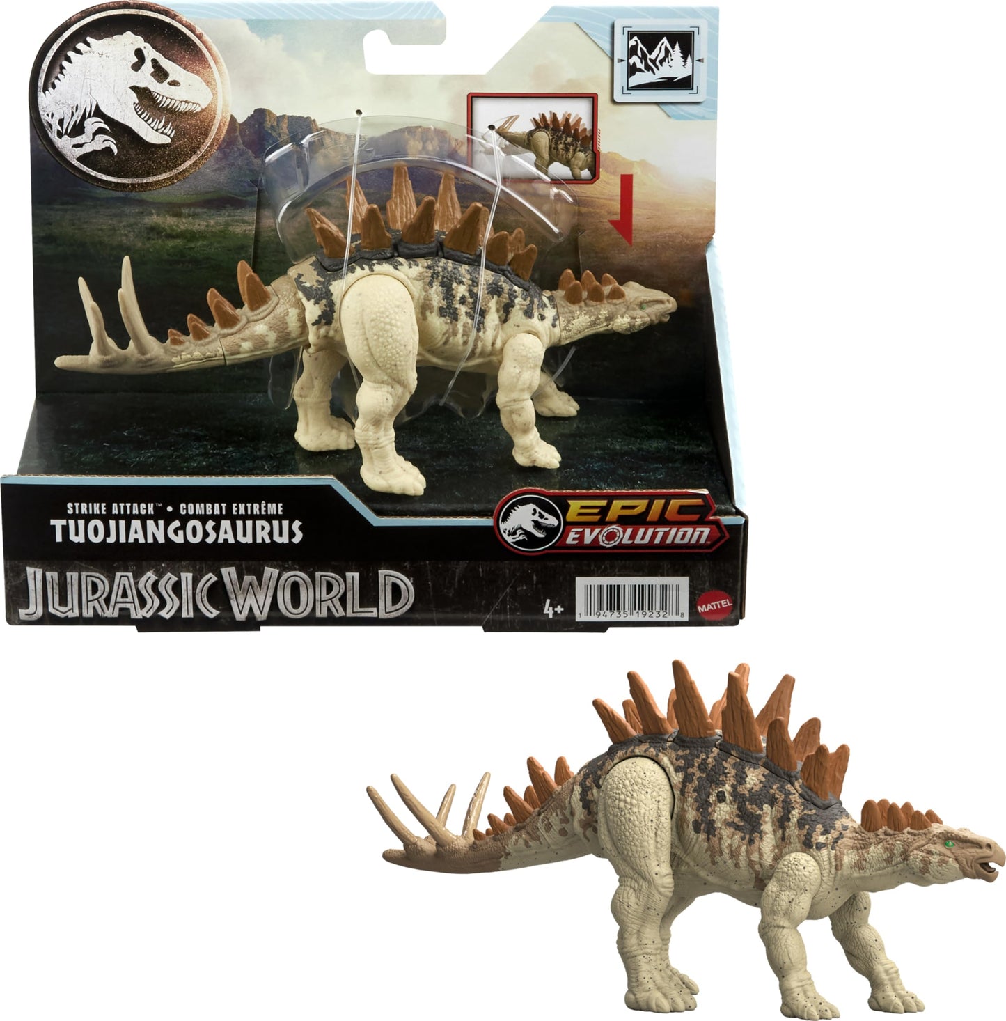 Mattel Jurassic World Strike Attack Dinosaur Toy — Single Strike Action, Movable Joints & AR Play