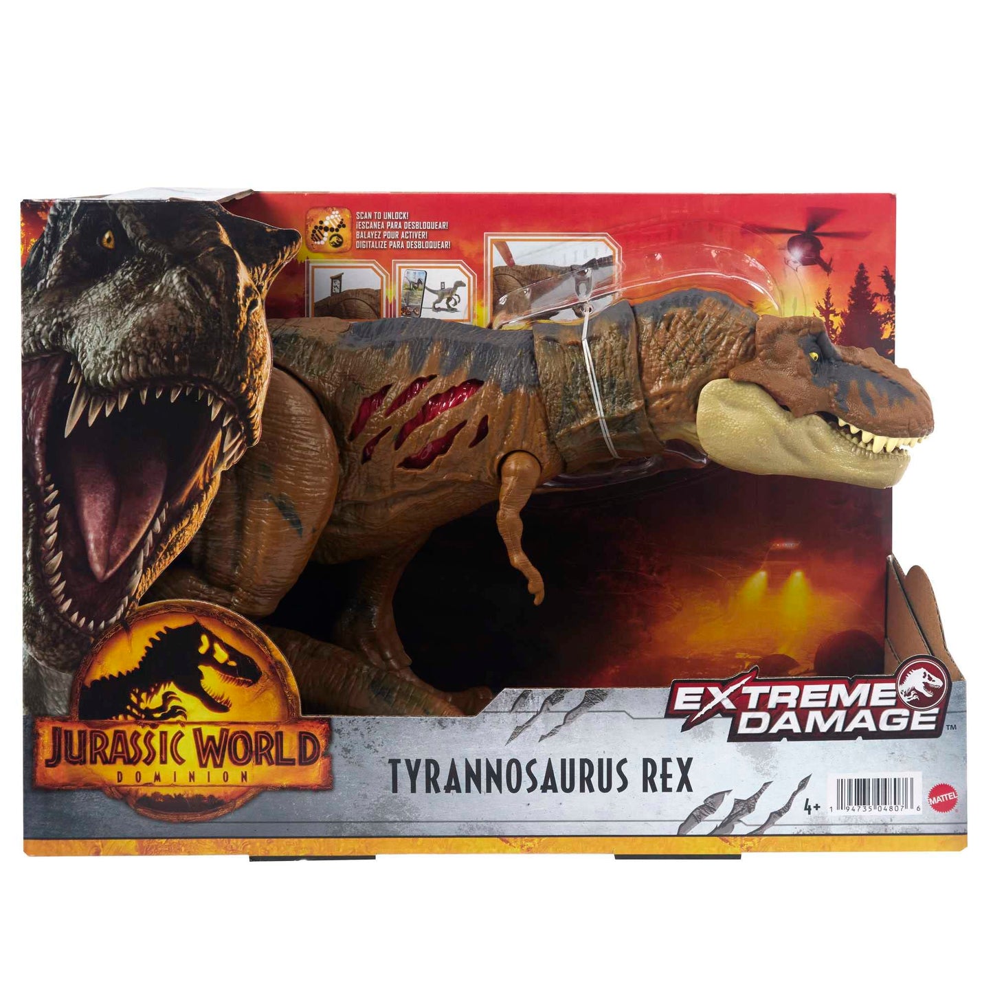 Jurassic World HGC19 Articulated T-Rex Destruction Figure | Movable Jaws, AR | Mattel