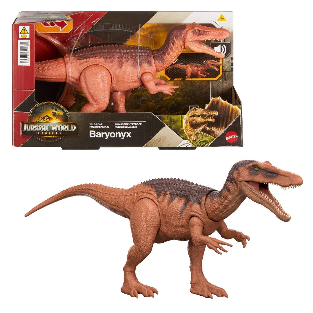 Mattel Jurassic World Rebirth Wild Roar Baryonyx Dinosaur Toy – Tail-Controlled Chomp, Roar & AR Play