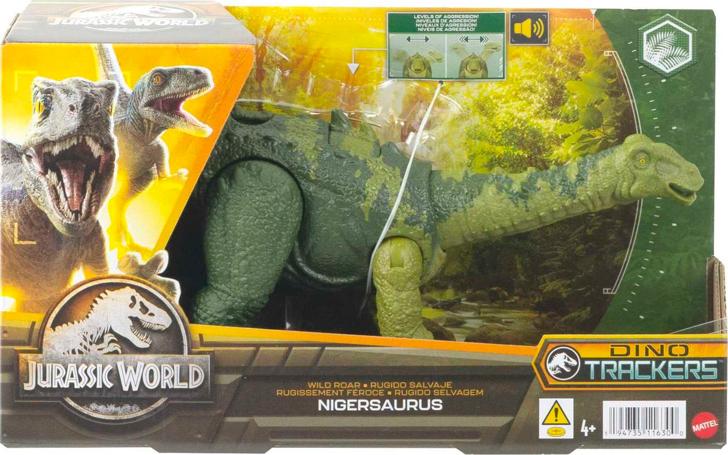 Mattel Jurassic World Wild Roar Nigersaurus Dinosaur Toy – Sound, Attack Move, 11in | AR Play