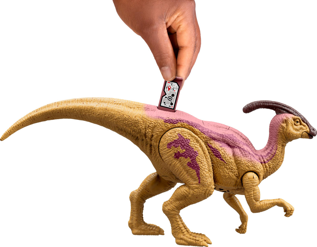 Mattel Jurassic World Wild Roar Parasaurolophus – Glow Spine Reveal, Lights & Roar Action Figure