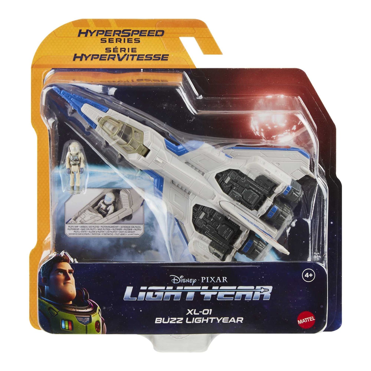 Mattel Lightyear Hyperspeed Series: Buzz Lightyear & XL-01 Spaceship – 7-Inch Vehicle + Pilot Figure