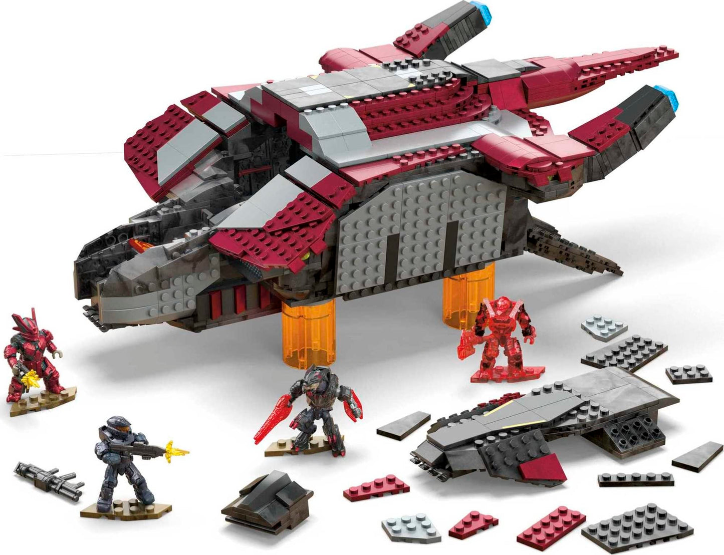 Mattel MEGA Halo Infinite Banished Phantom Dropship – 1214 Pieces, 4 Micro Figures