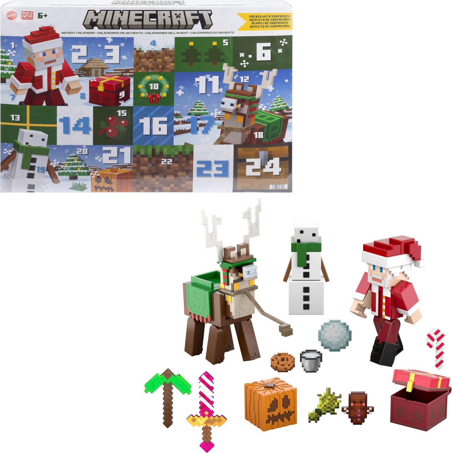 Mattel Minecraft Advent Calendar: 3.25-in Figures, 17 Accessories, 4 Stickers