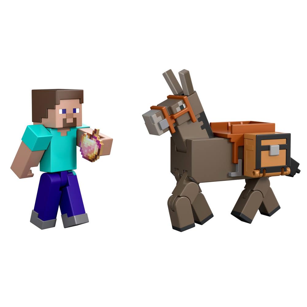 Mattel Minecraft Steve & Donkey 2-Pack – 3.25-Inch Action Figures
