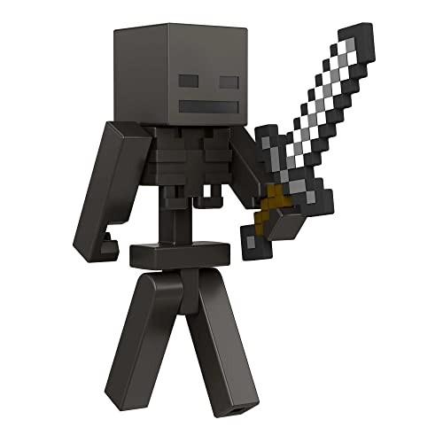 Mattel Minecraft Craft-A-Block Wither Skeleton Figure — 3.25-Inch Poseable Pixelated Toy