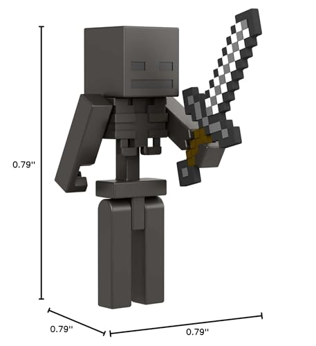 Mattel Minecraft Craft-A-Block Wither Skeleton Figure — 3.25-Inch Poseable Pixelated Toy