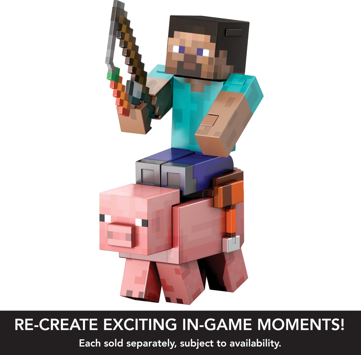 Mattel Minecraft Diamond Level Pig Action Figure – 5.5-Inch Collectible with 4 Accessories