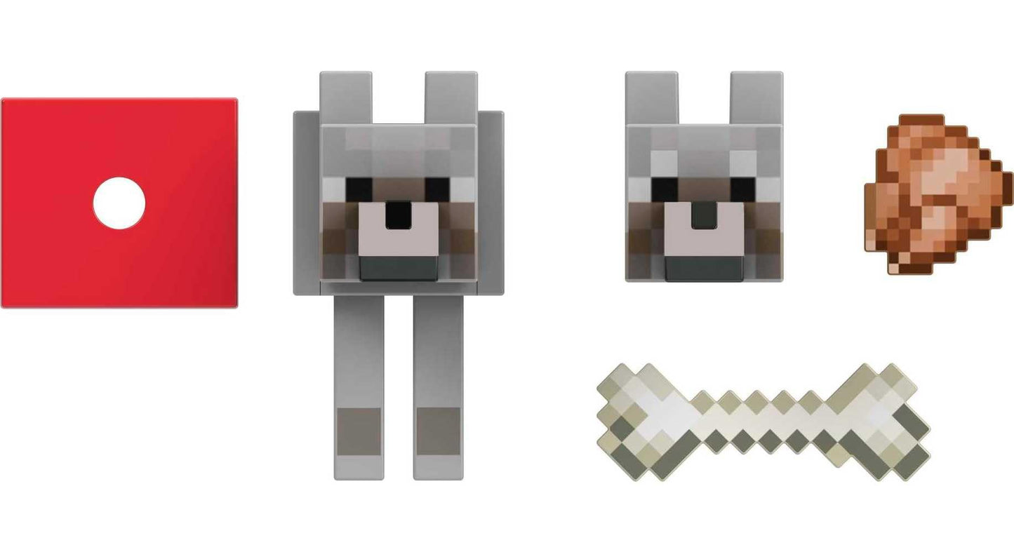 Mattel Minecraft Diamond Level Wolf Figure – 5.5-Inch Collectible with Diamond Accessories