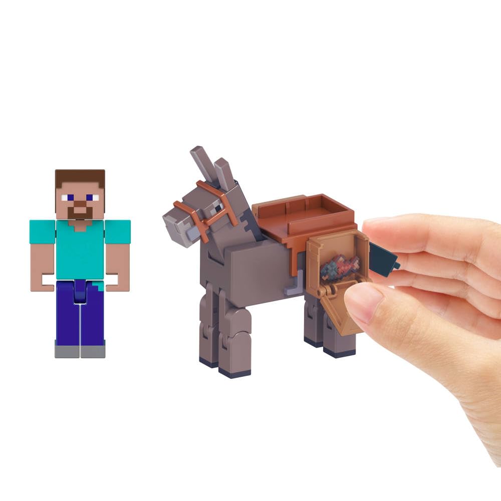 Mattel Minecraft Steve & Donkey 2-Pack – 3.25-Inch Action Figures