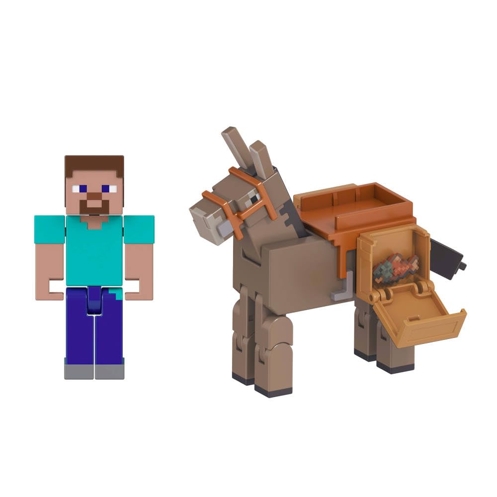 Mattel Minecraft Steve & Donkey 2-Pack – 3.25-Inch Action Figures