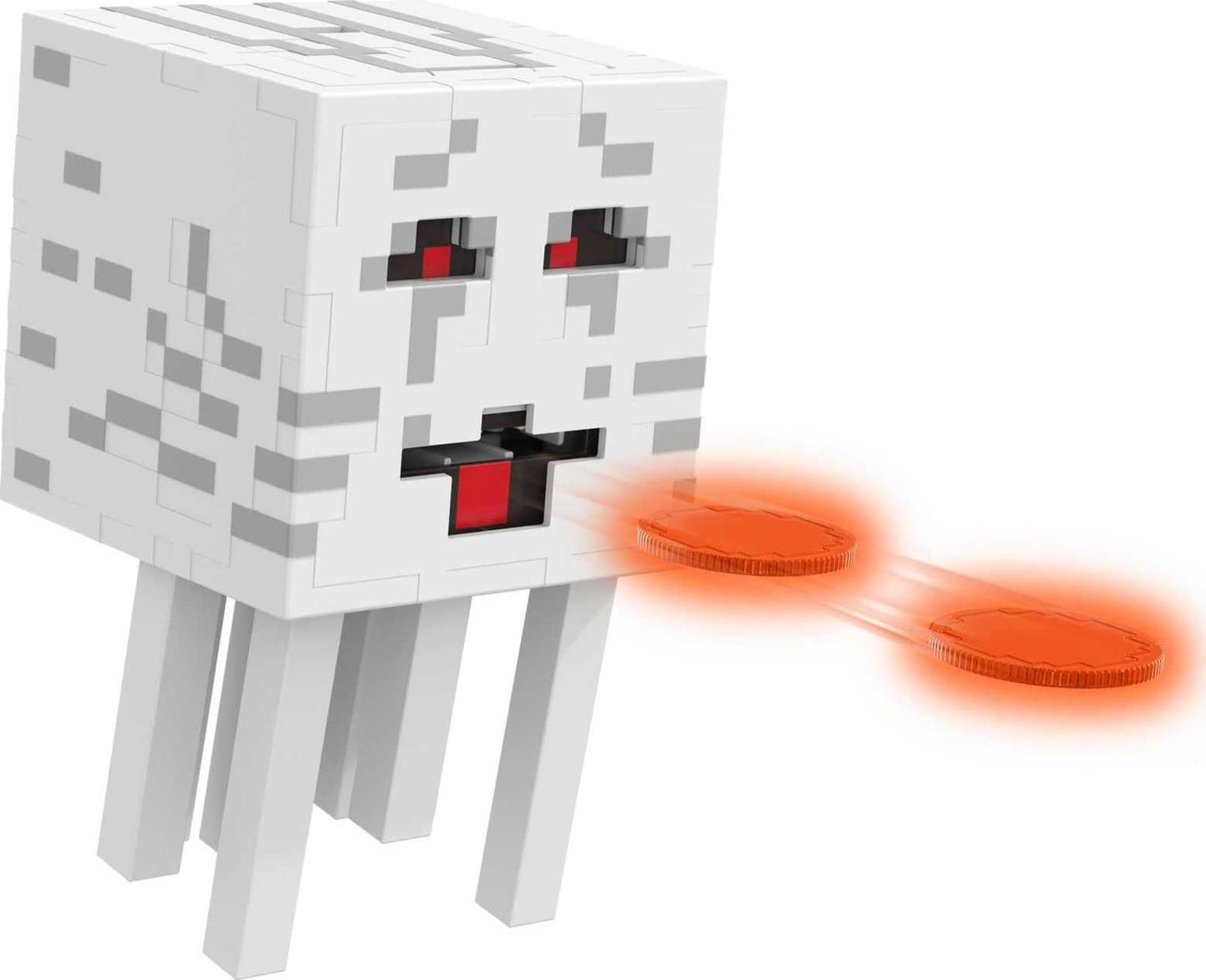Mattel Minecraft Fireball Ghast Figure with 10 Discs | Interactive Collectible Toy