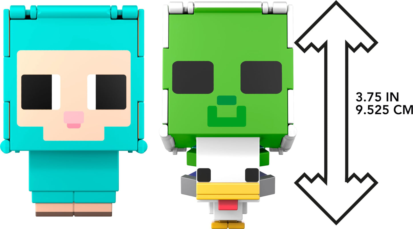 Mattel Minecraft Flippin' Figs 2-Pack: Sheep & Chicken Jockey – 3.75-Inch Pixelated Figures