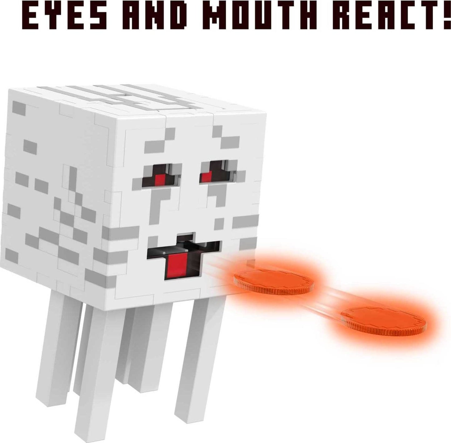 Mattel Minecraft Fireball Ghast Figure with 10 Discs | Interactive Collectible Toy