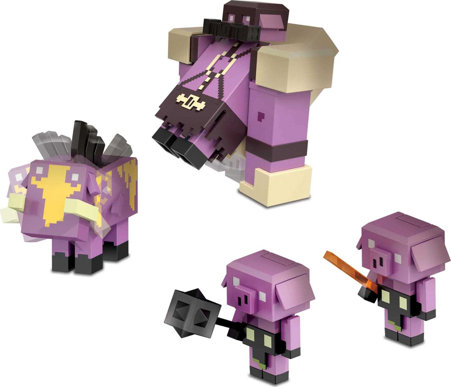 Mattel Minecraft Legends Nether Invasion Pack – 4 Action Figures with Attack Actions