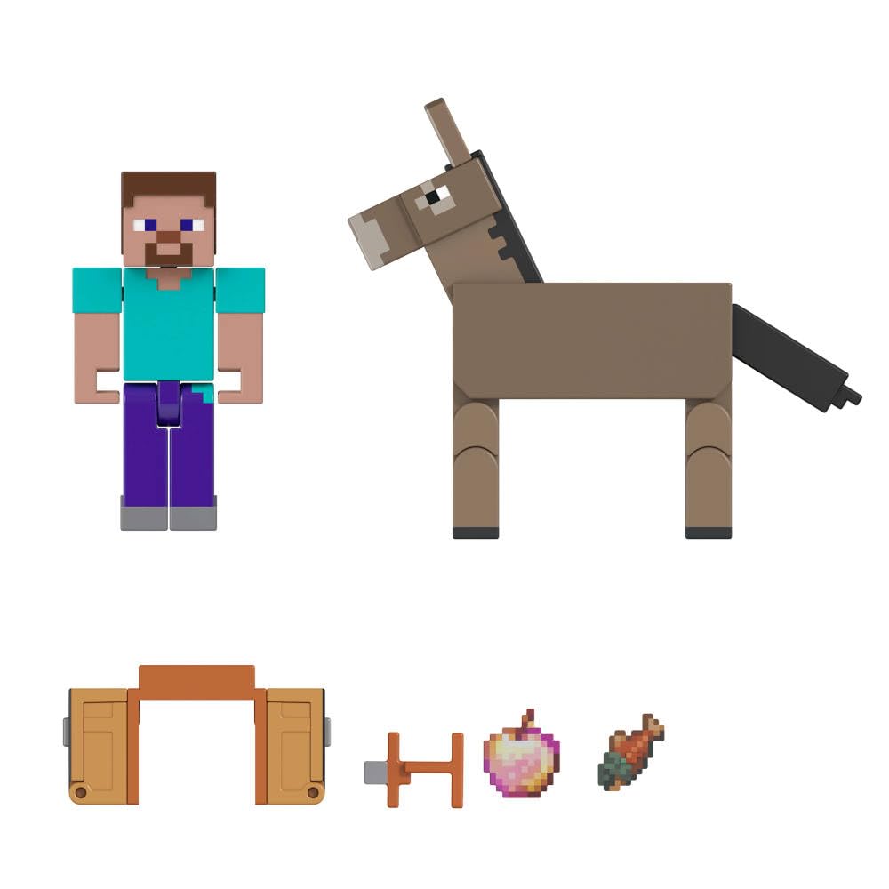 Mattel Minecraft Steve & Donkey 2-Pack – 3.25-Inch Action Figures