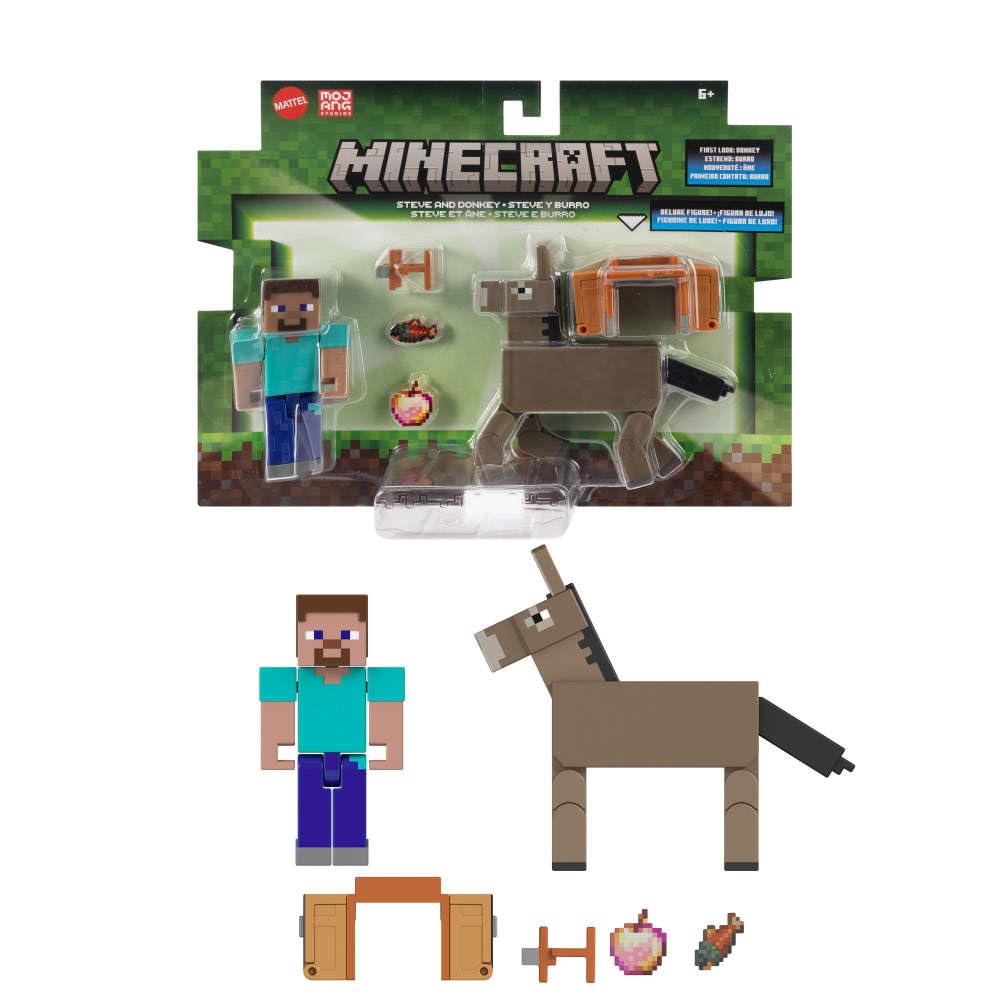 Mattel Minecraft Steve & Donkey 2-Pack – 3.25-Inch Action Figures