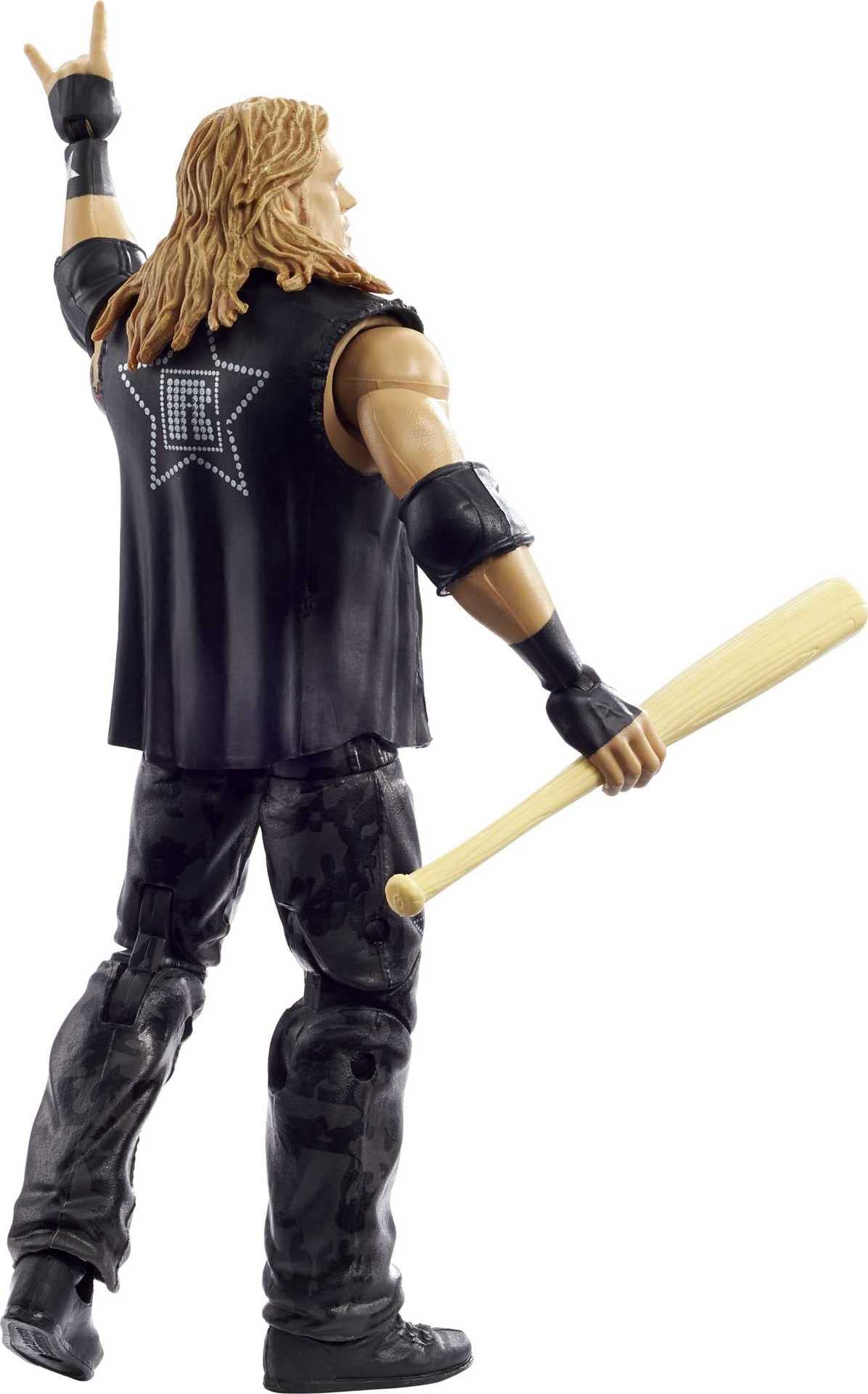 Mattel WWE WrestleMania 37 Edge Elite Action Figure — 6-Inch with Entrance Vest, Bat, and Build-A-Figure Paul Ellering & Rocco Pieces