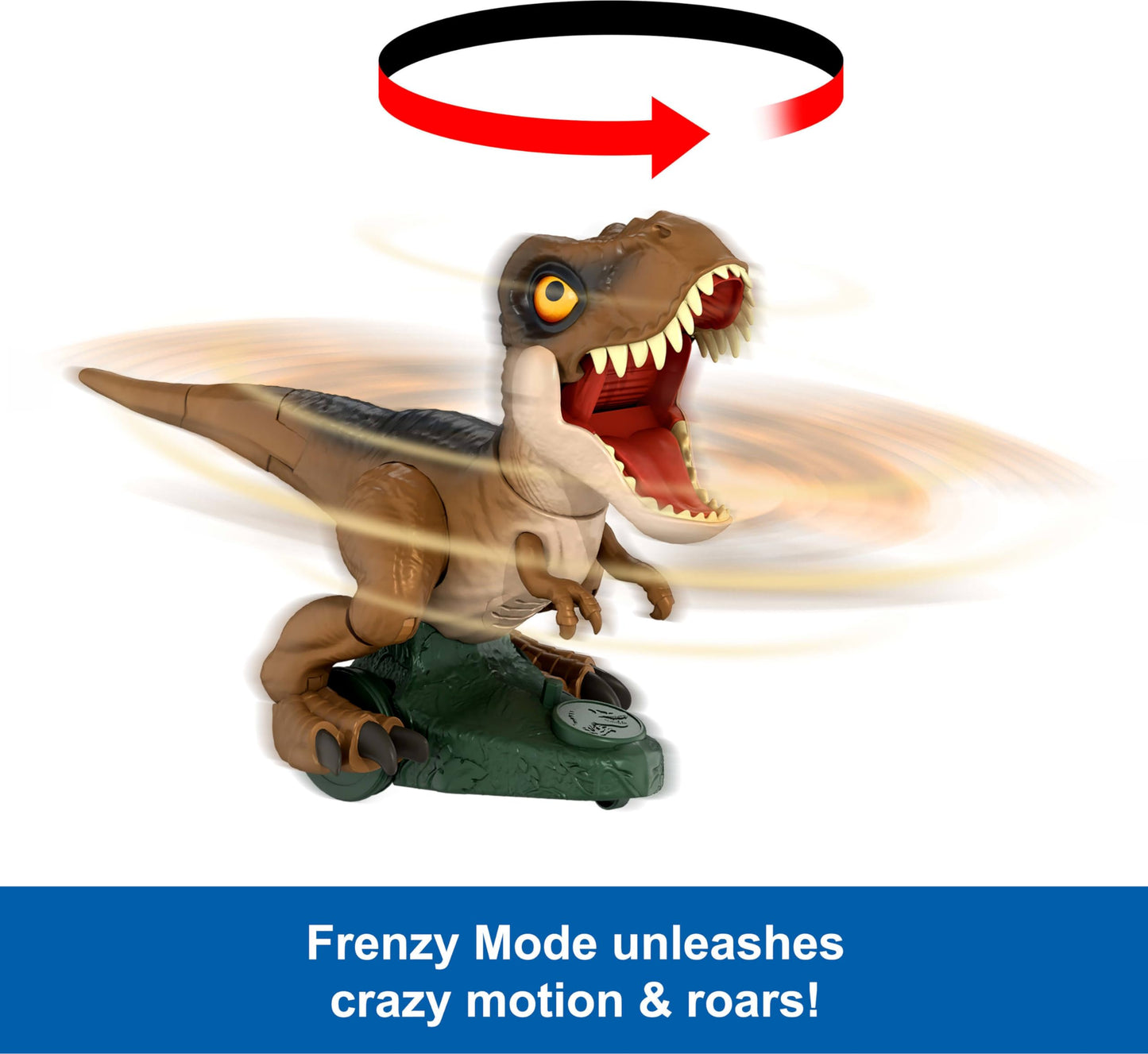 Mattel Jurassic World Roarin’ Frenzy T Rex RC Toy — 16-Inch Remote-Control Dinosaur with Turbo & Frenzy Modes