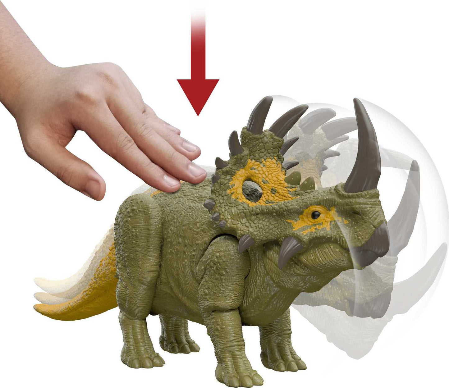 Mattel Jurassic World Dominion Sinoceratops Roar Strikers Figure with Roaring Sound and AR