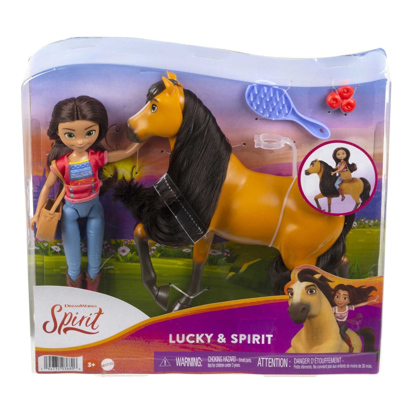 Mattel Spirit Lucky Doll & Spirit Horse Set — 7-In Lucky Doll with 7 Joints + 8-In Spirit Horse with Soft Mane