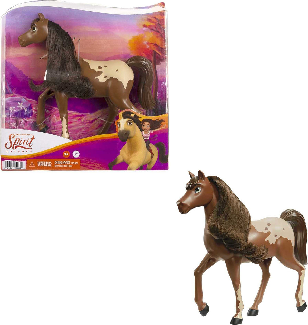 Mattel Spirit Untamed 8in Movable-Head Herd Horse – Chestnut Pinto, Gift for Kids 3+