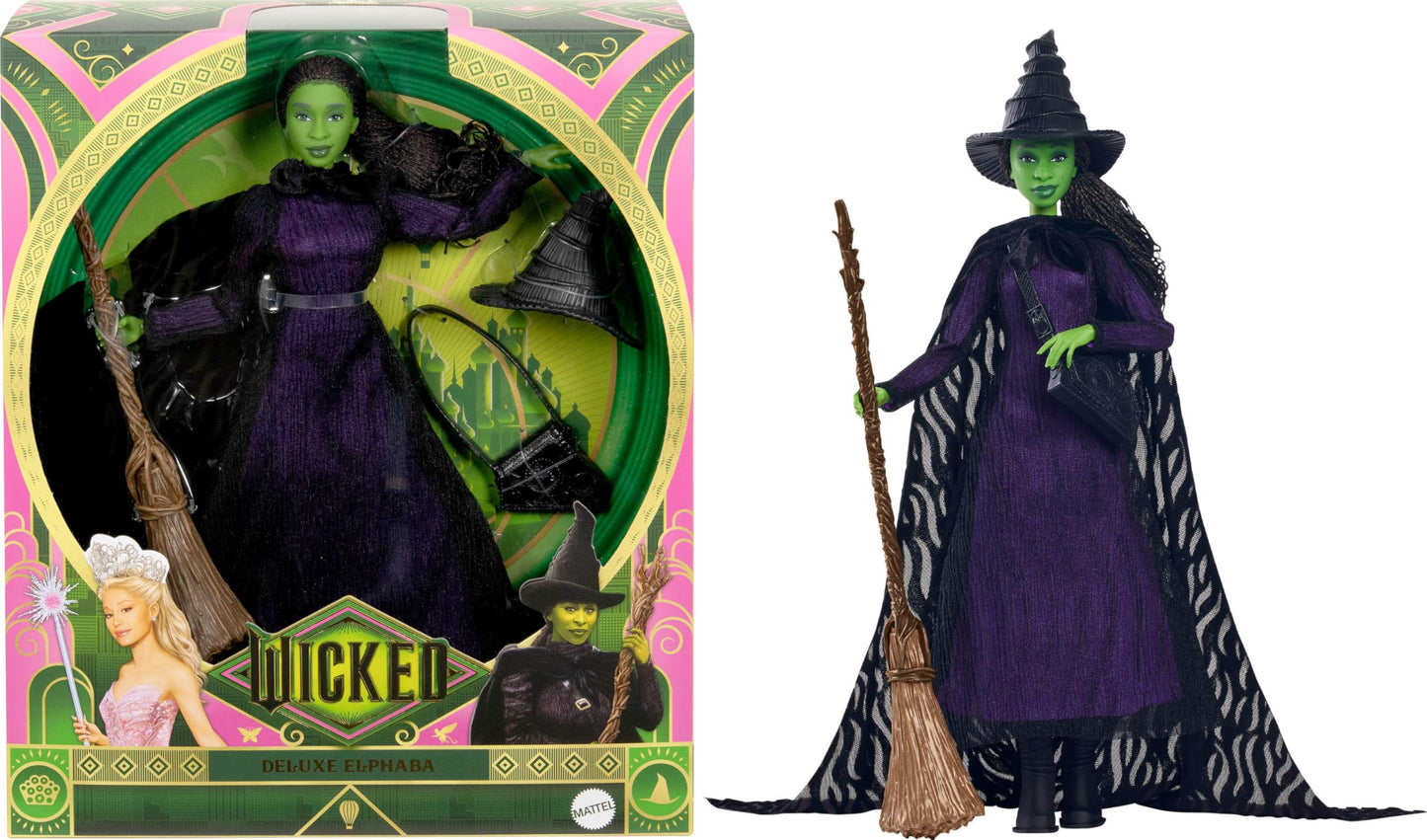 Mattel Universal Wicked Deluxe Elphaba Doll – 11-Point Articulation, Cape, Hat & Accessories