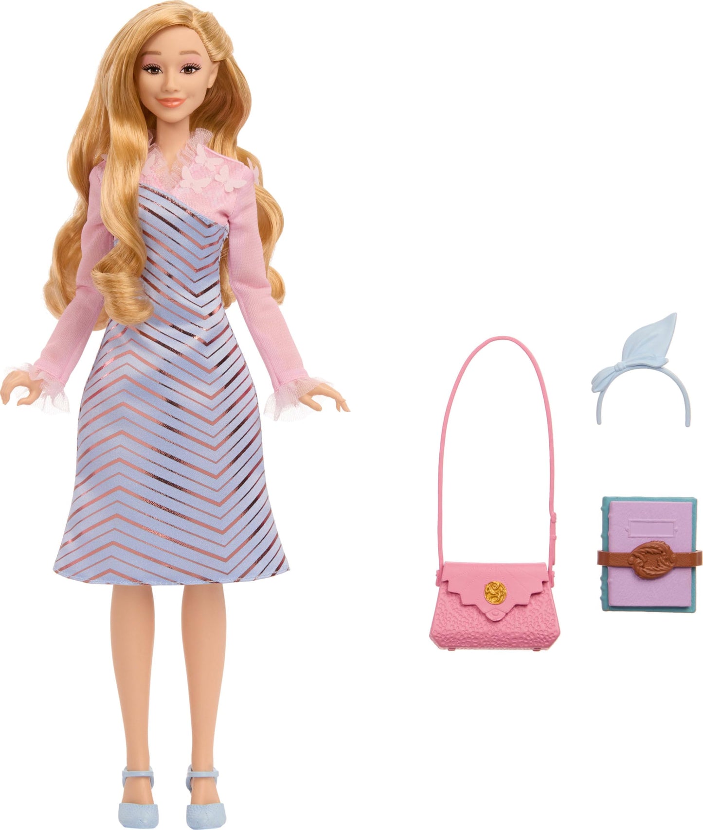 Mattel Universal Wicked Glinda Fashion Doll & Accessories – Styled Blonde Hair, Removable School Uniform