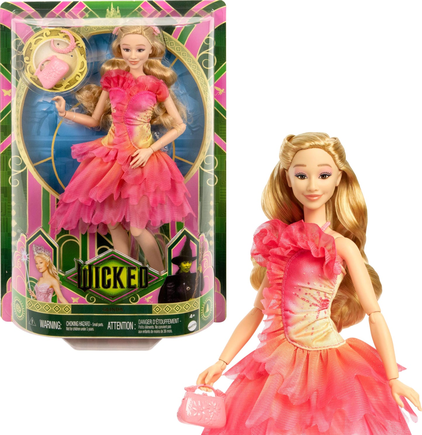 Mattel Wicked Glinda Fashion Doll – Poseable with Blonde Hair & Removable Ballroom Look