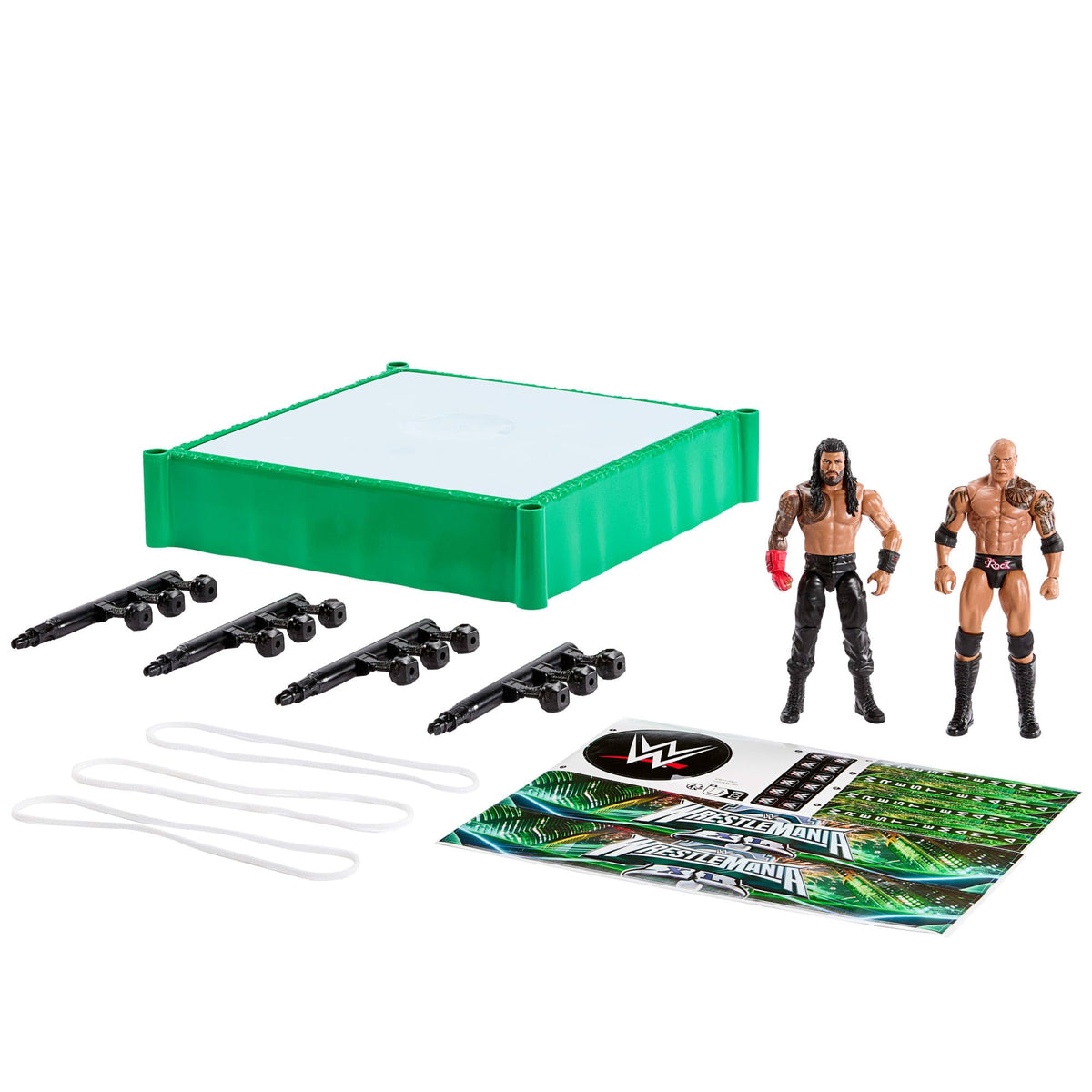Mattel WWE Bloodline Rules Playset – Ring, The Rock & Roman Reigns (6-Inch Figures)
