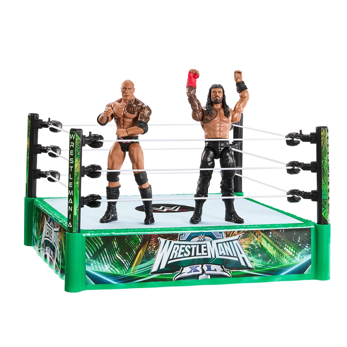 Mattel WWE Bloodline Rules Playset – Ring, The Rock & Roman Reigns (6-Inch Figures)