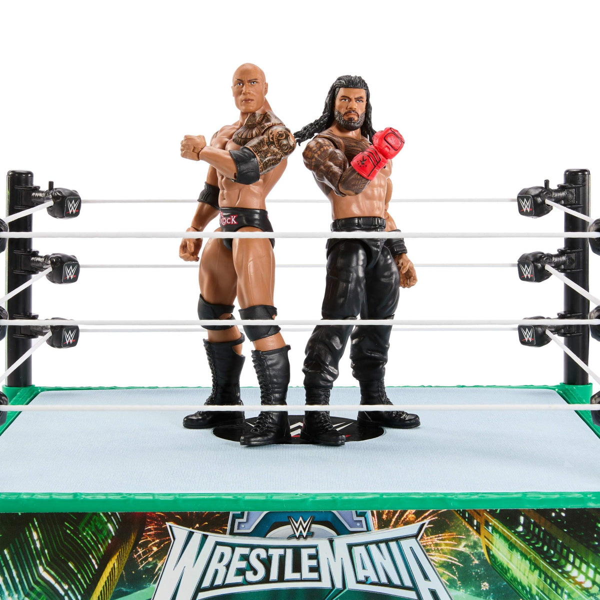 Mattel WWE Bloodline Rules Playset – Ring, The Rock & Roman Reigns (6-Inch Figures)