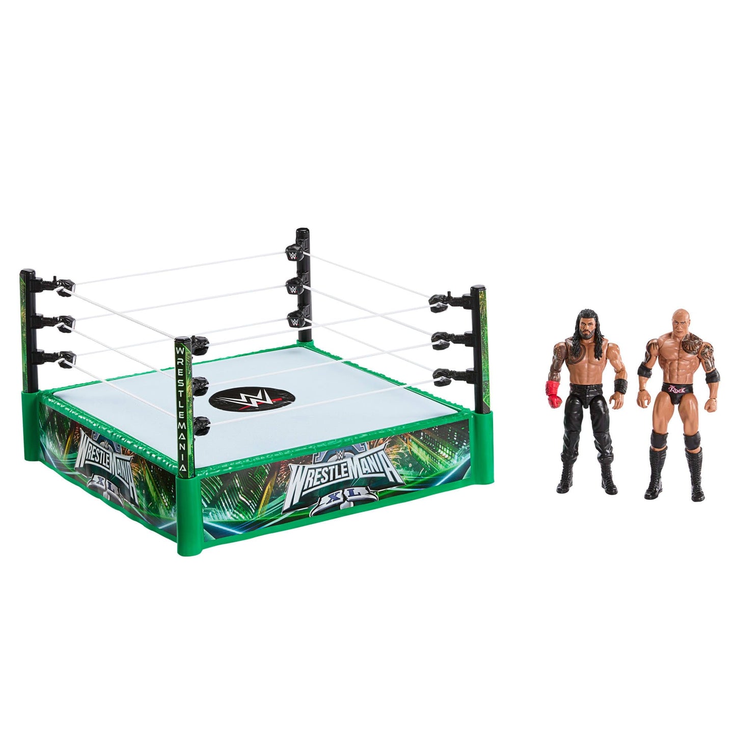 Mattel WWE Bloodline Rules Playset – Ring, The Rock & Roman Reigns (6-Inch Figures)