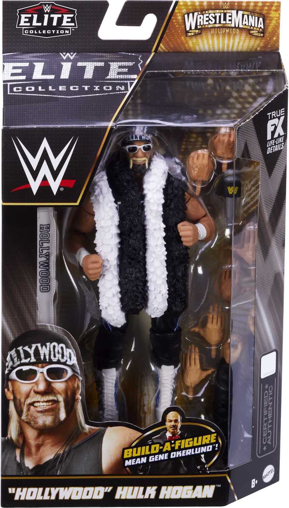Mattel WWE Elite 6-Inch Hulk Hogan WrestleMania Figure with Accessory & Mean Gene Okerlund Build-A-Figure Parts