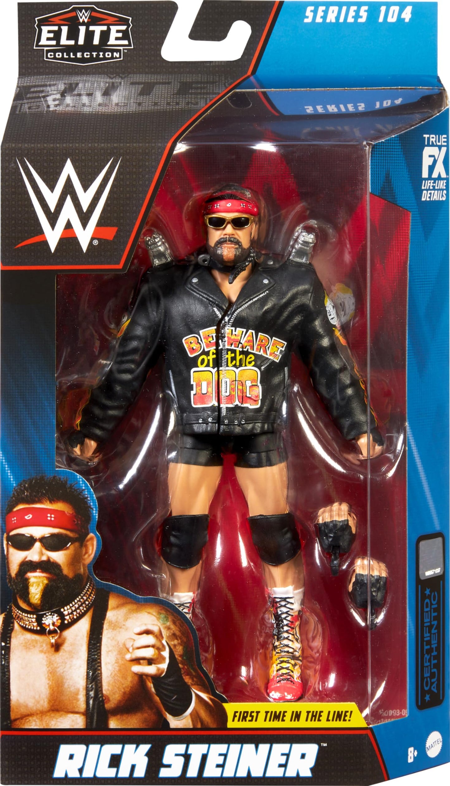 Mattel WWE Elite Rick Steiner 6-Inch Action Figure – 25 Points, Swappable Hands, Series 104