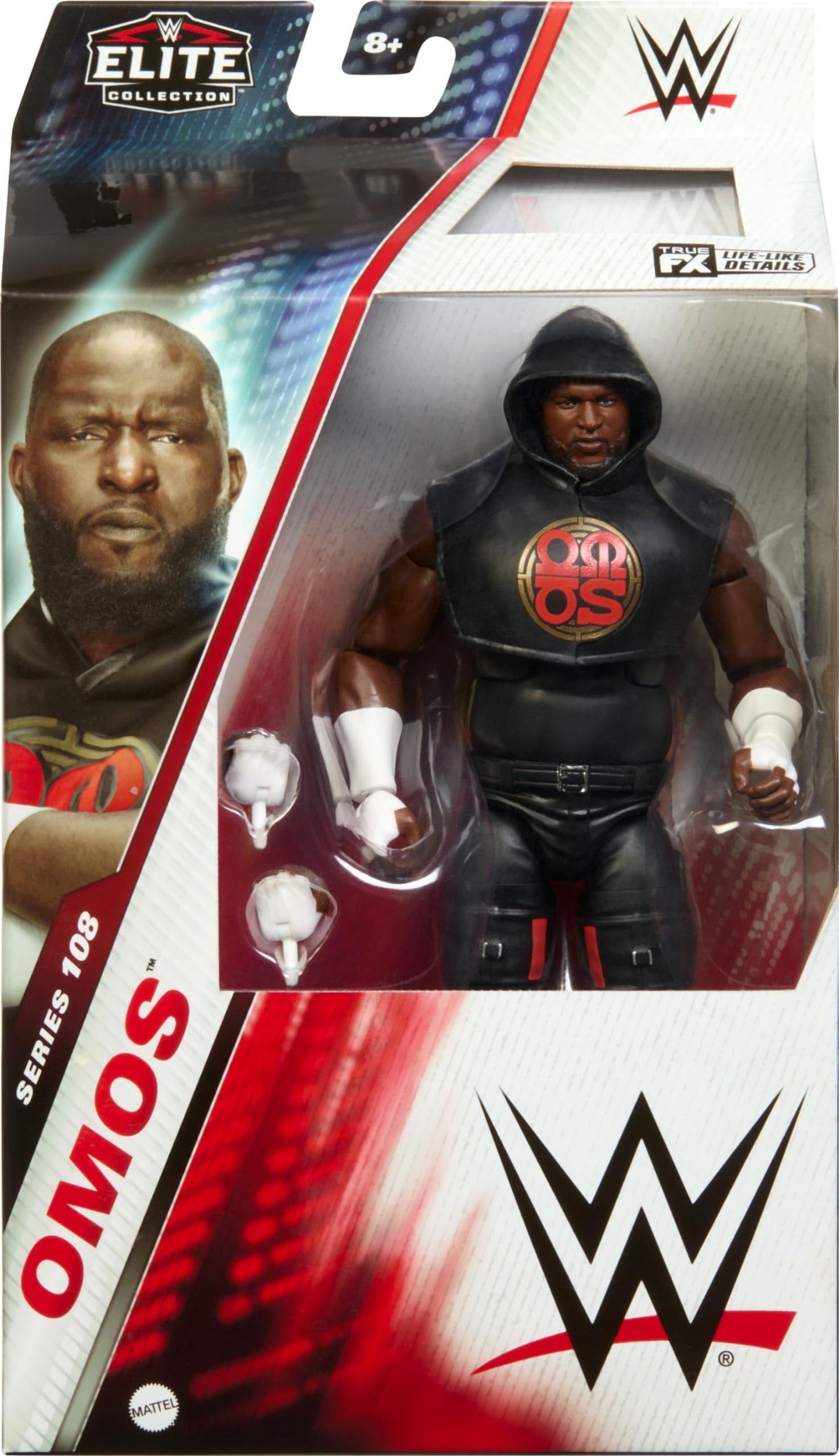 Mattel WWE Elite Series #108 Omos: 6-Inch Figure with 25 Points of Articulation, TrueFX & Swappable Hands