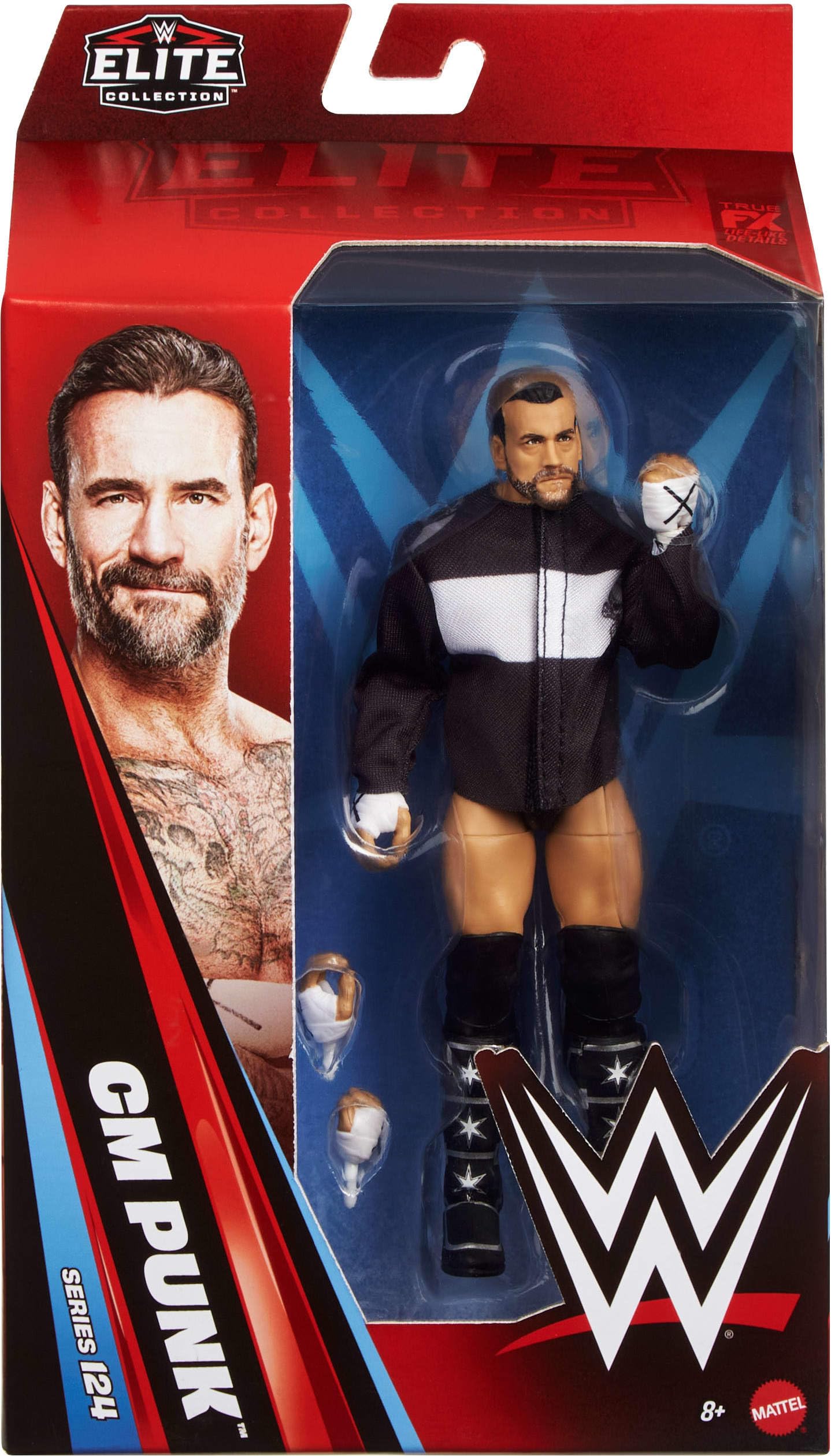 Mattel WWE Elite CM Punk Figure – 6-Inch Collectible with 25 Points of Articulation & Swappable Hands (Series 124)