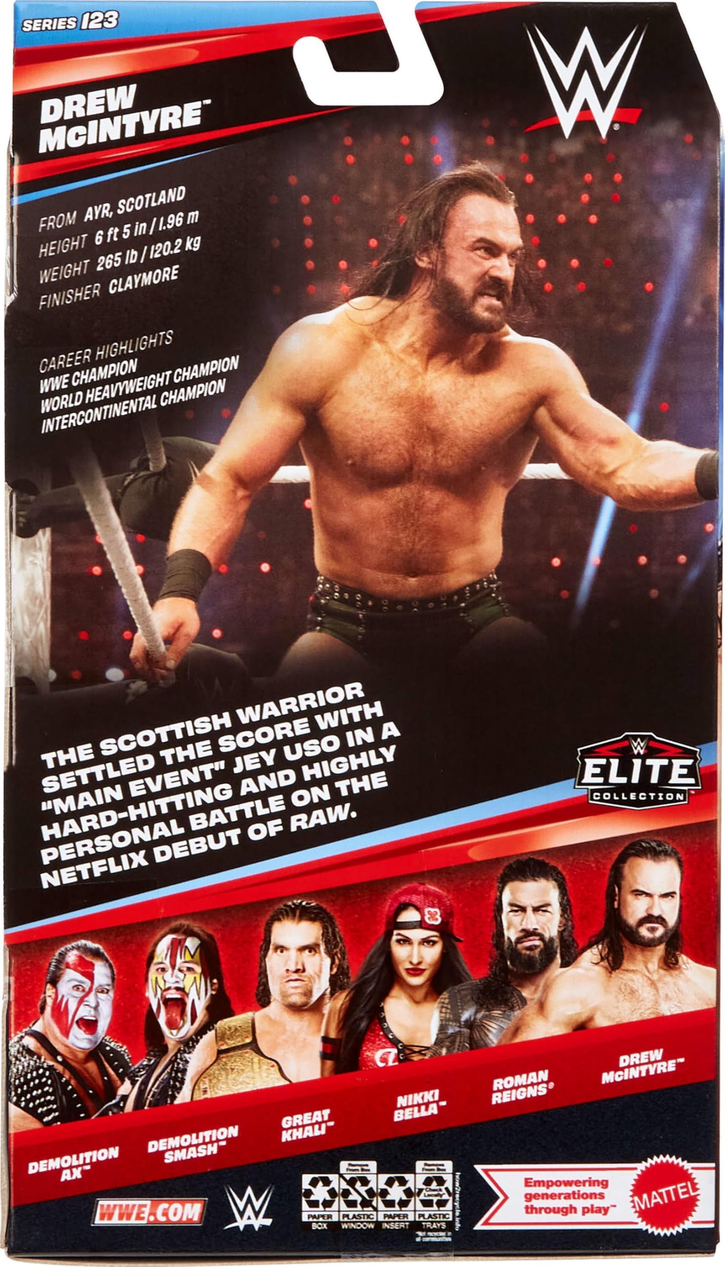 Mattel WWE Elite Drew McIntyre Figure – 6-Inch, 25 Points of Articulation, Swappable Hands, Series 123