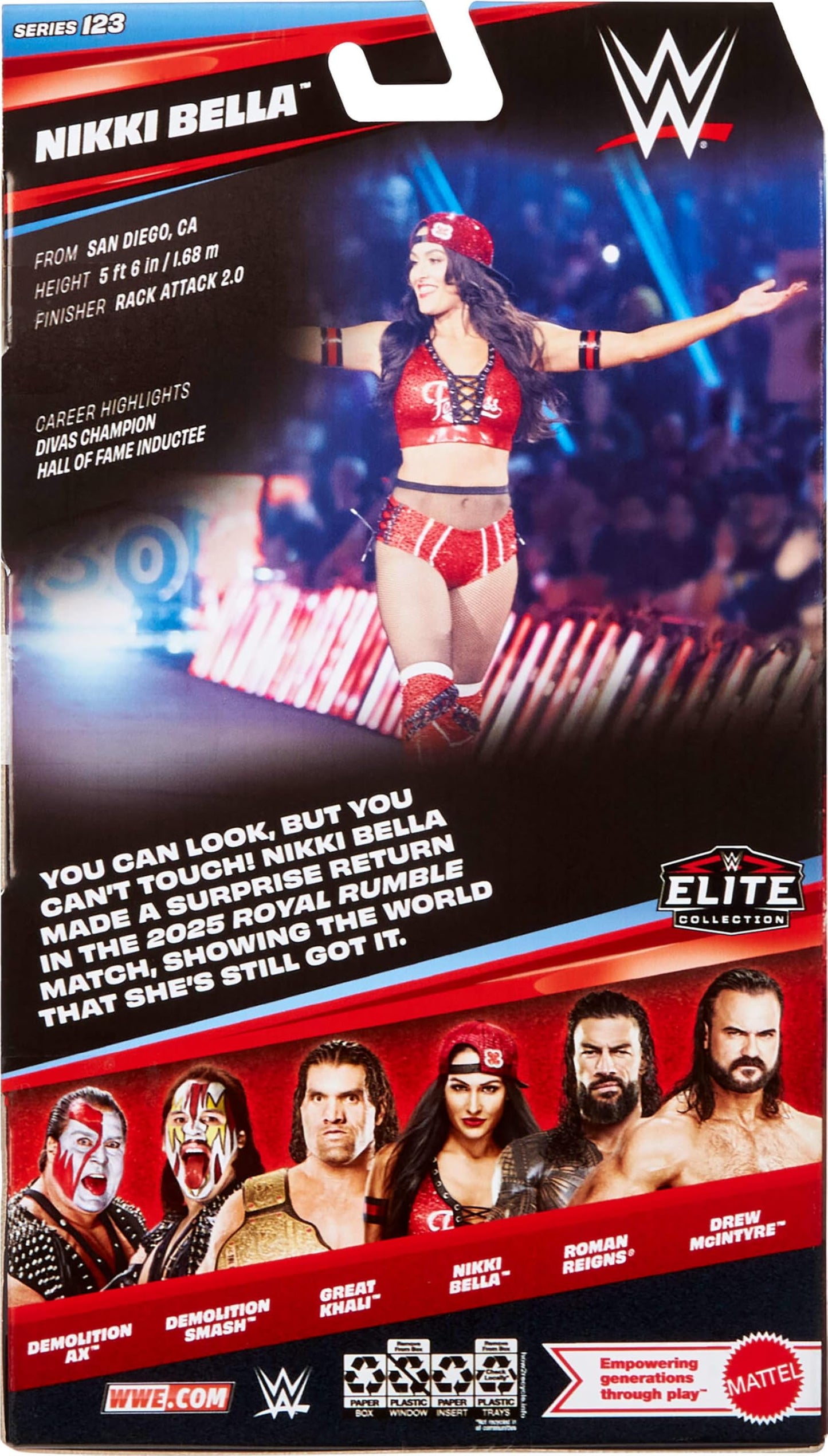 Mattel WWE Elite Nikki Bella Action Figure – 6-Inch, 25 Points of Articulation, Swappable Hands | Series #123