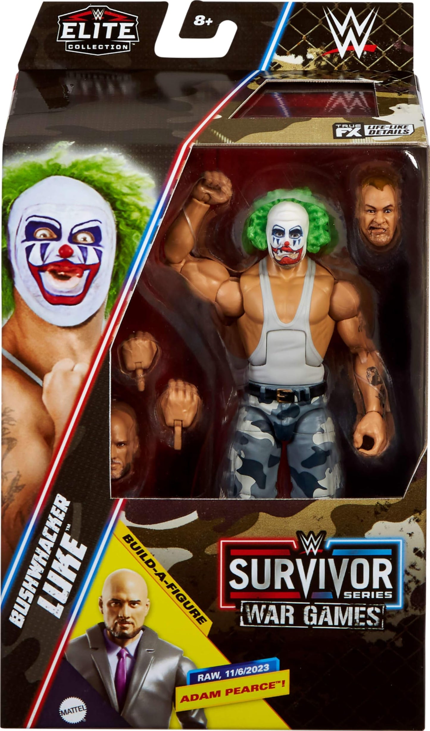 Mattel WWE Elite Collection Premium Live Event Luke Bushwhacker Action Figure + Build-A-Figure