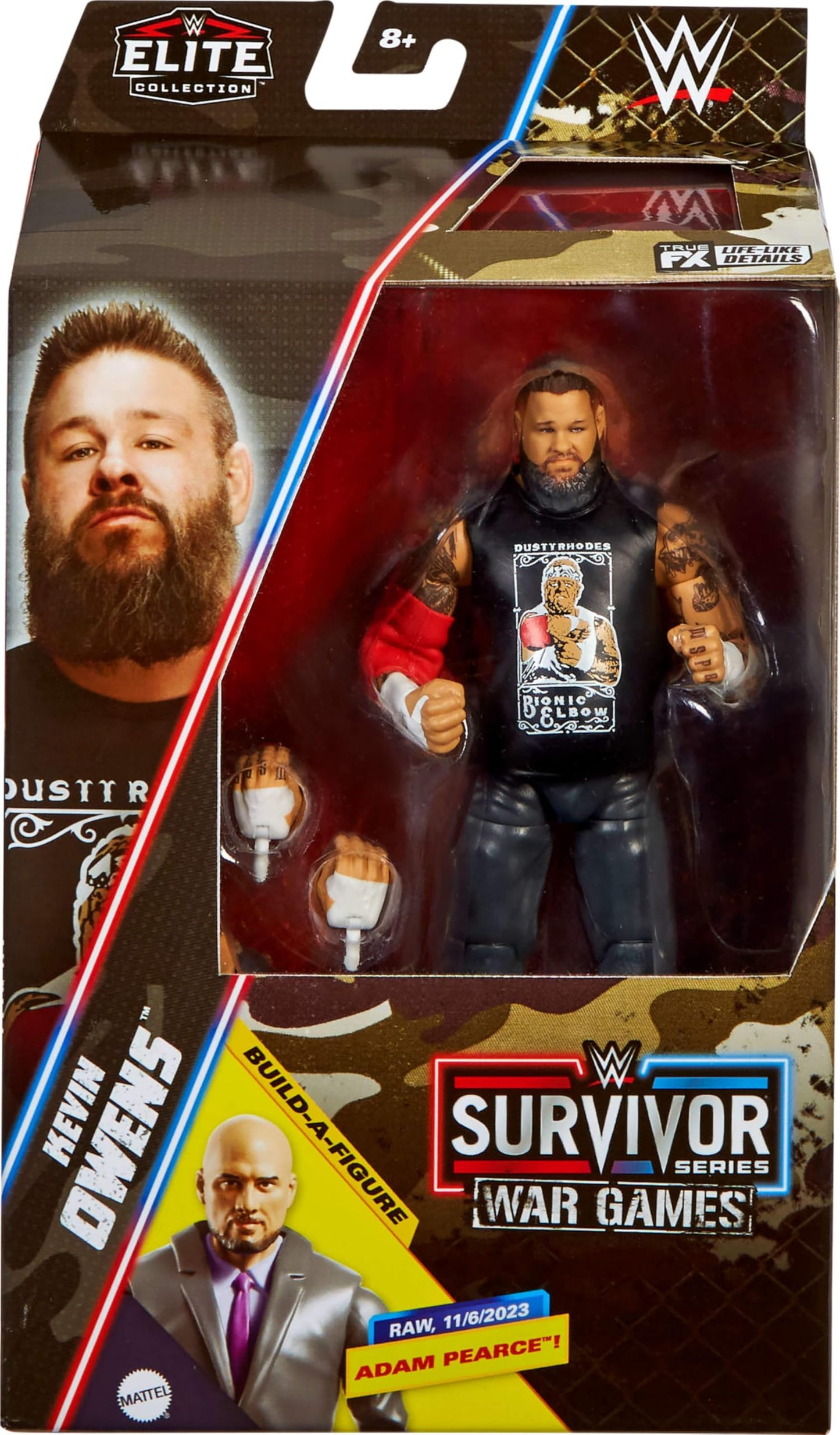 Mattel WWE Elite Premium Live Event Kevin Owens Figure — Interchangeable Hands & Build-A-Figure Pieces