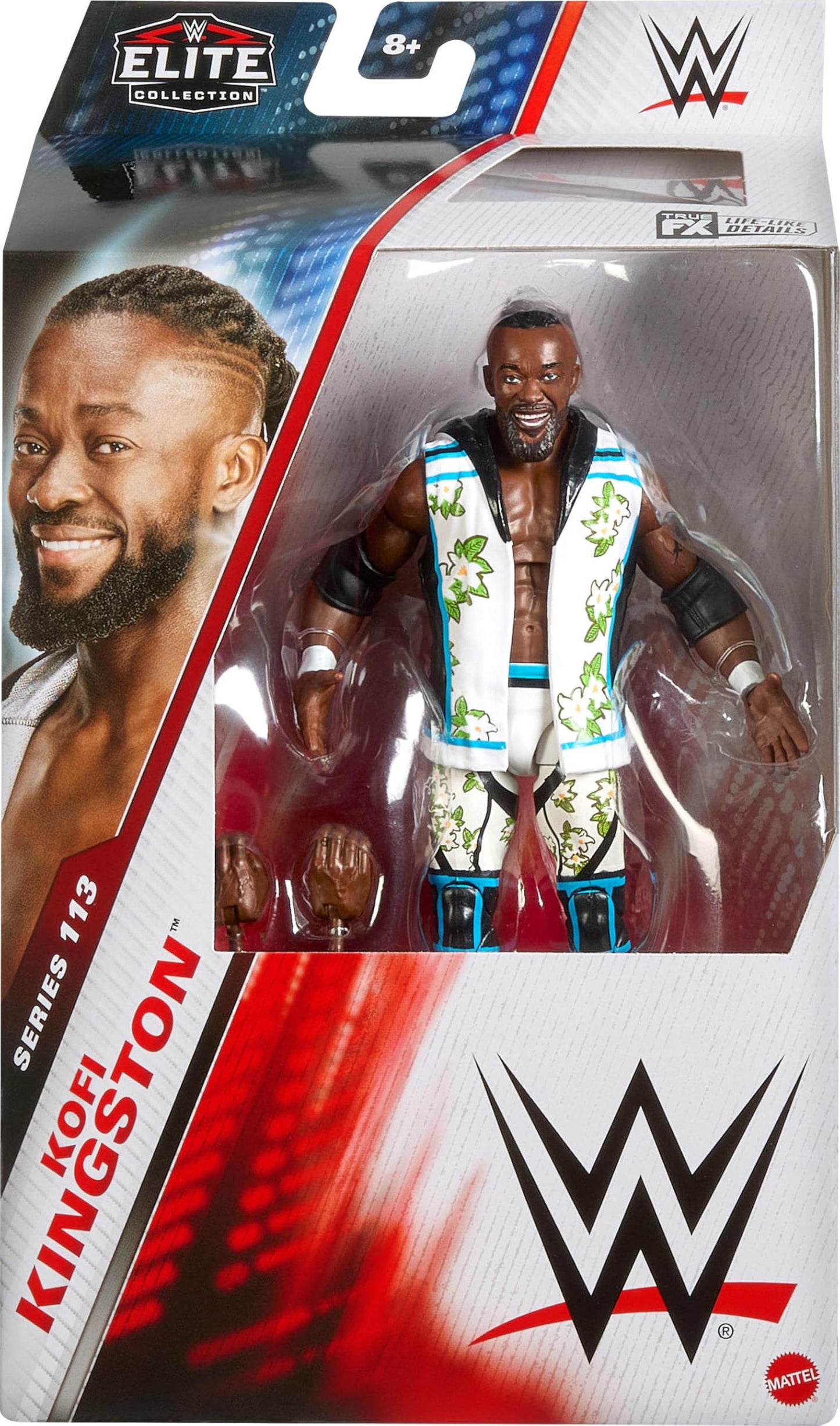 Mattel WWE Elite Series 113 Kofi Kingston Figure – 6-Inch, 25 Points of Articulation & Swappable Hands