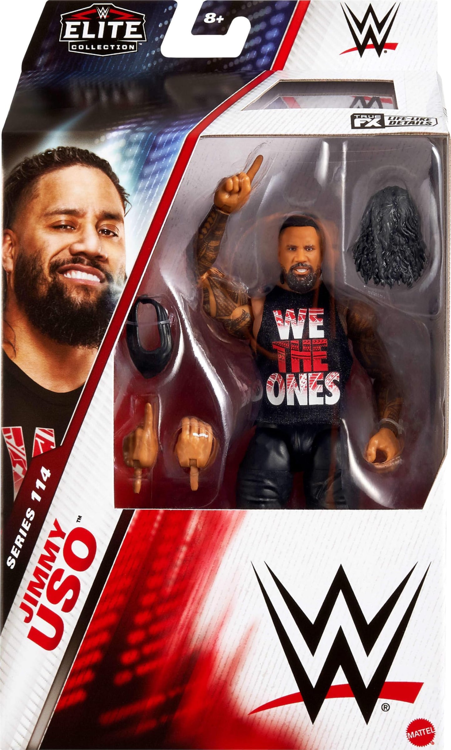 Mattel WWE Elite Series 114 Jimmy Uso Figure – 6-Inch, 25-Point Articulation, Swappable Hands